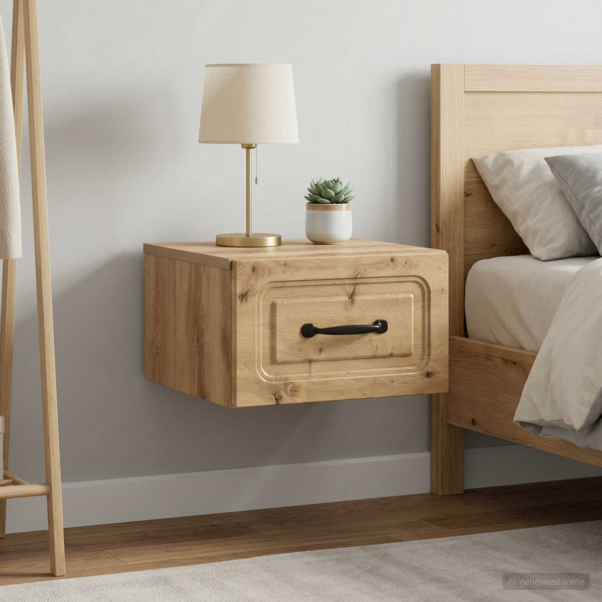 Wall-Mounted Bedside Cabinet 2 pcs Artisan Oak