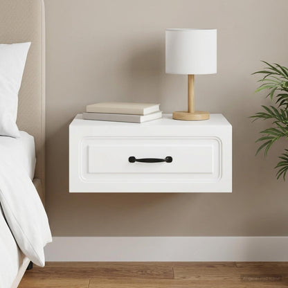 Wall-Mounted Bedside Cabinet White 49 x 34.5 x 20 cm