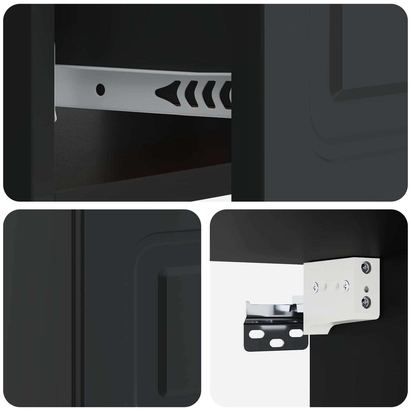 Wall-Mounted Bedside Cabinet Black 49 x 34.5 x 20 cm