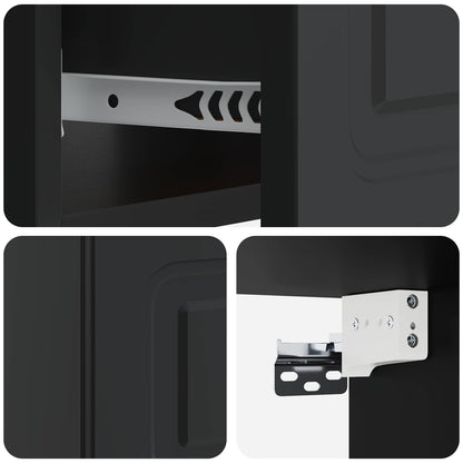 Wall-Mounted Bedside Cabinet Black 49 x 34.5 x 20 cm