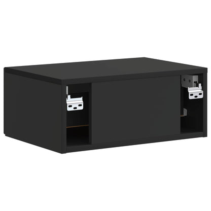 Wall-Mounted Bedside Cabinet Black 49 x 34.5 x 20 cm