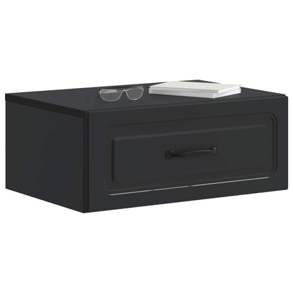 Wall-Mounted Bedside Cabinet Black 49 x 34.5 x 20 cm