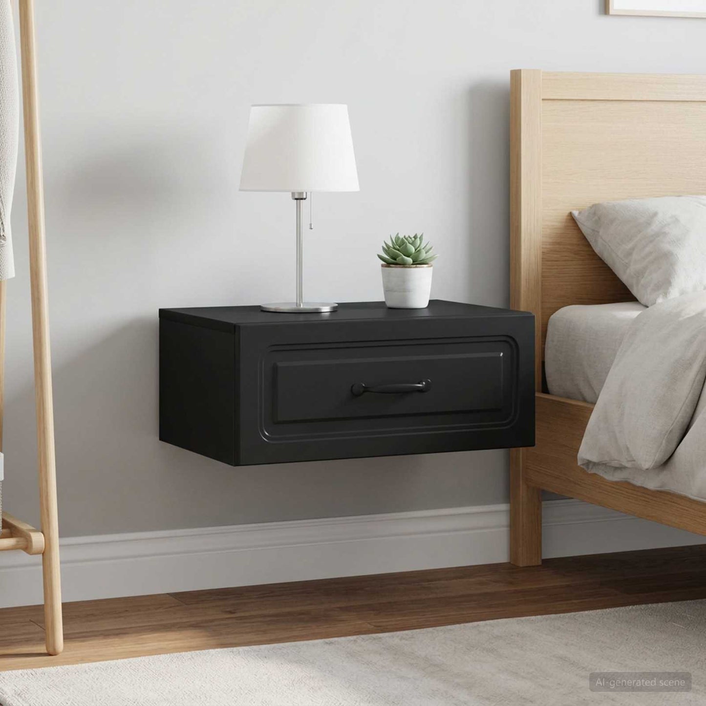 Wall-Mounted Bedside Cabinet 2 pcs Black 49 x 34.5 x 20 cm