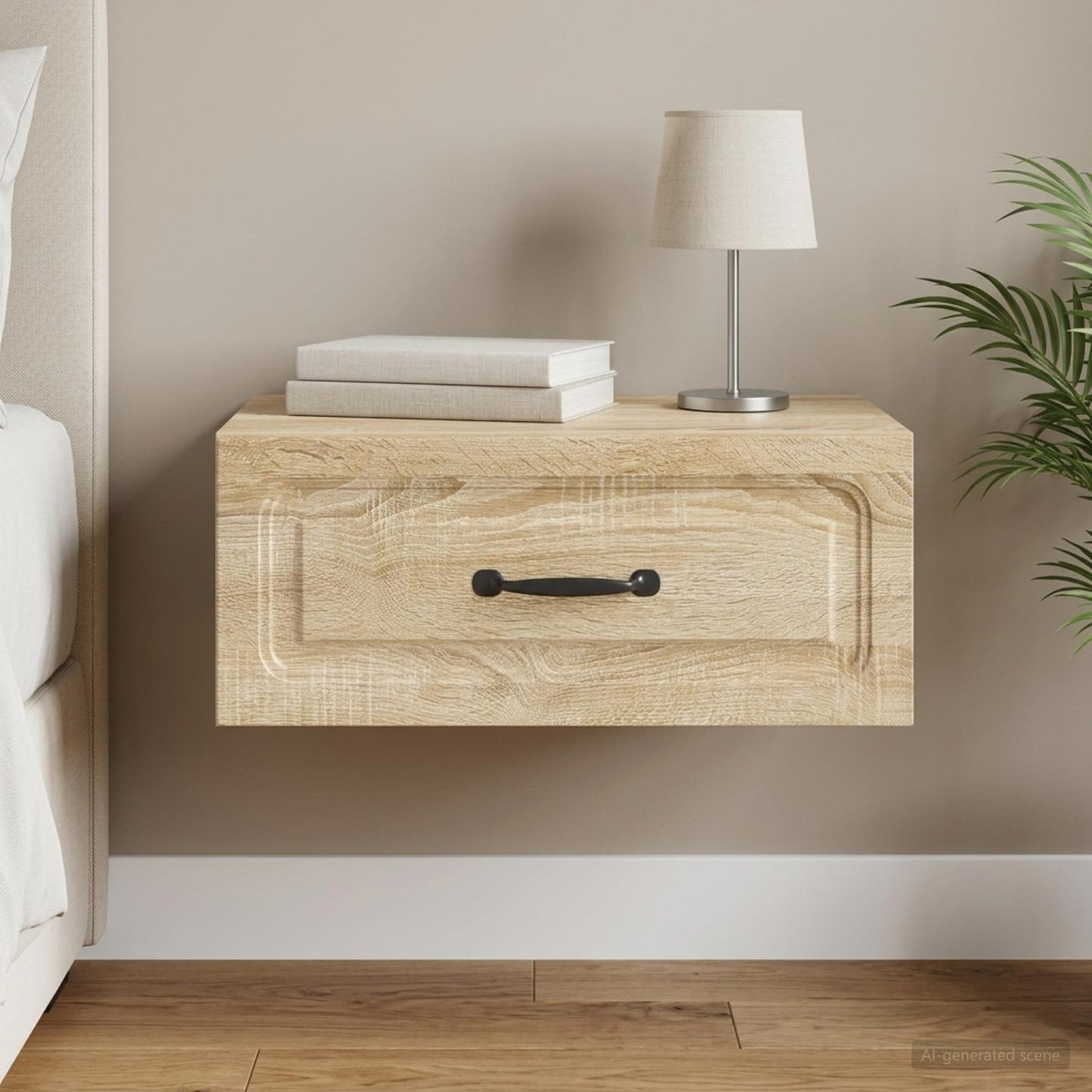 Wall-Mounted Bedside Cabinet Sonoma Oak 49 x 34.5 x 20 cm