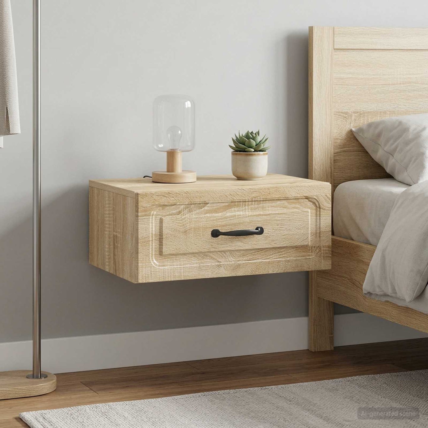 Wall-Mounted Bedside Cabinet 2 pcs Sonoma Oak 49 x 34.5 x 20 cm