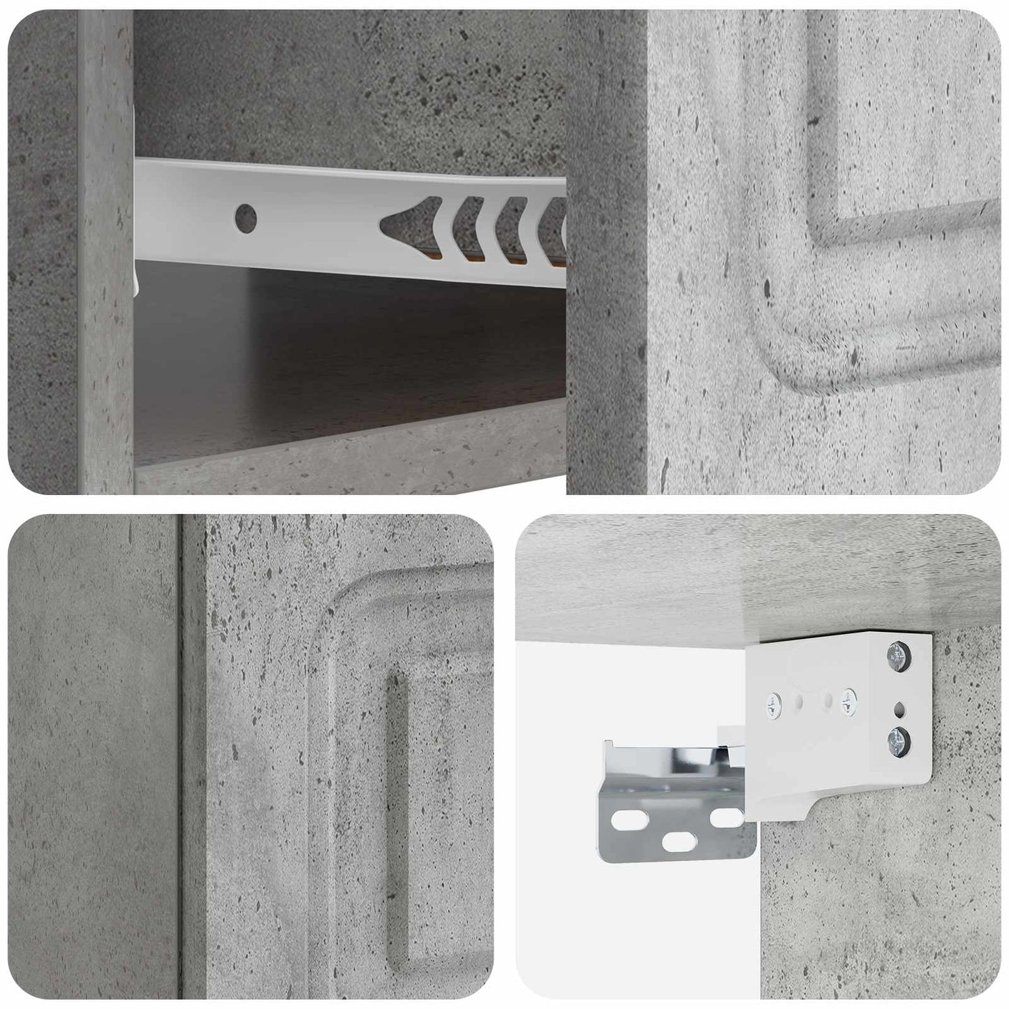 Wall-Mounted Bedside Cabinet Concrete Grey 49 x 34.5 x 20 cm