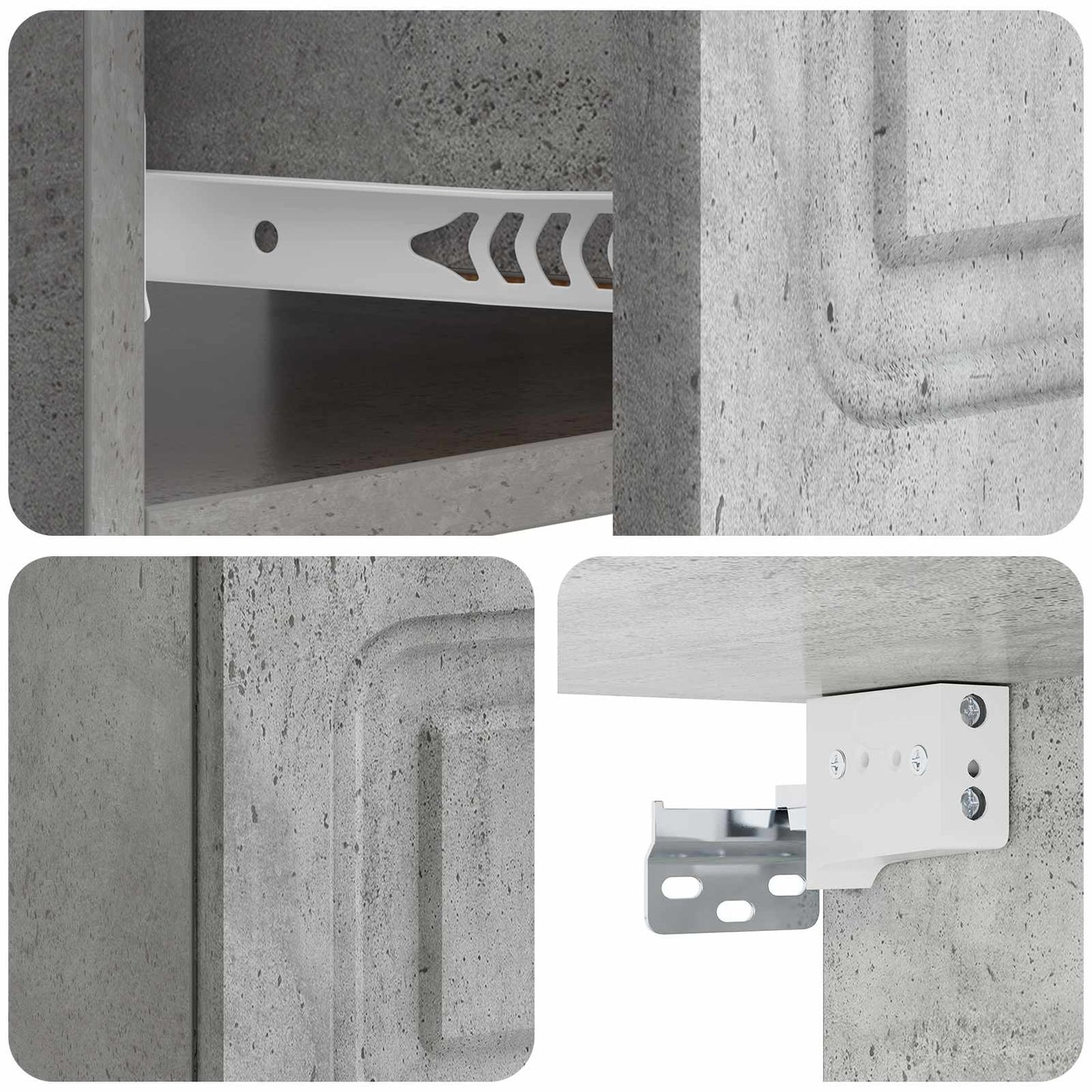 Wall-Mounted Bedside Cabinet 2 pcs Concrete Grey
