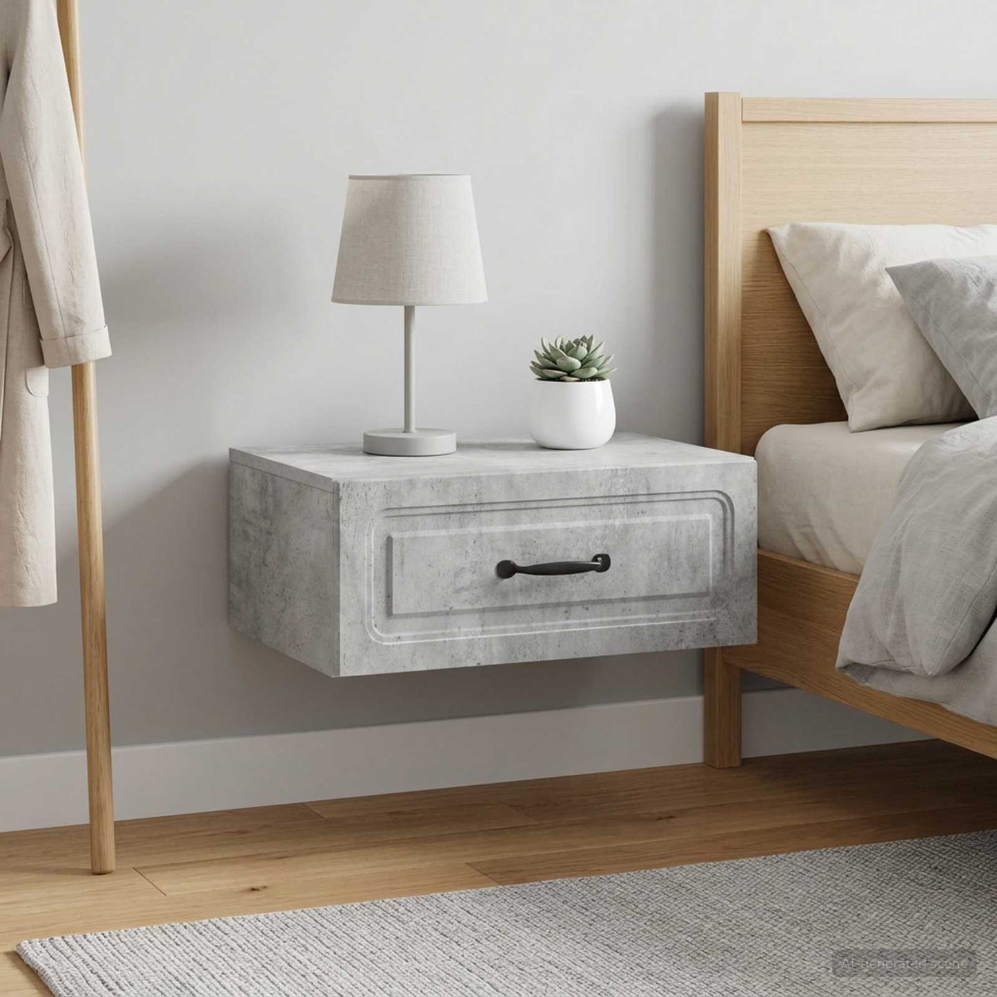 Wall-Mounted Bedside Cabinet 2 pcs Concrete Grey