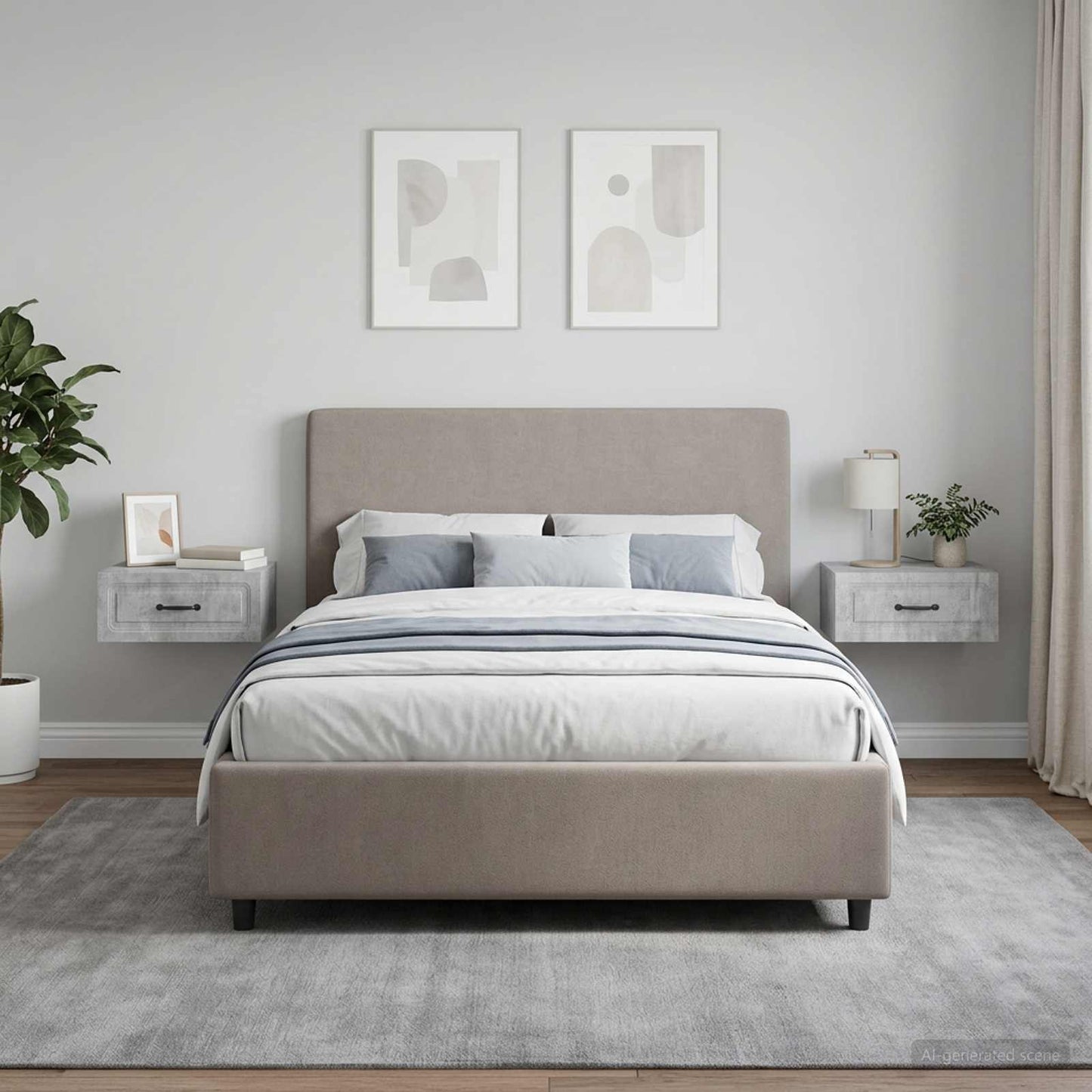 Wall-Mounted Bedside Cabinet 2 pcs Concrete Grey