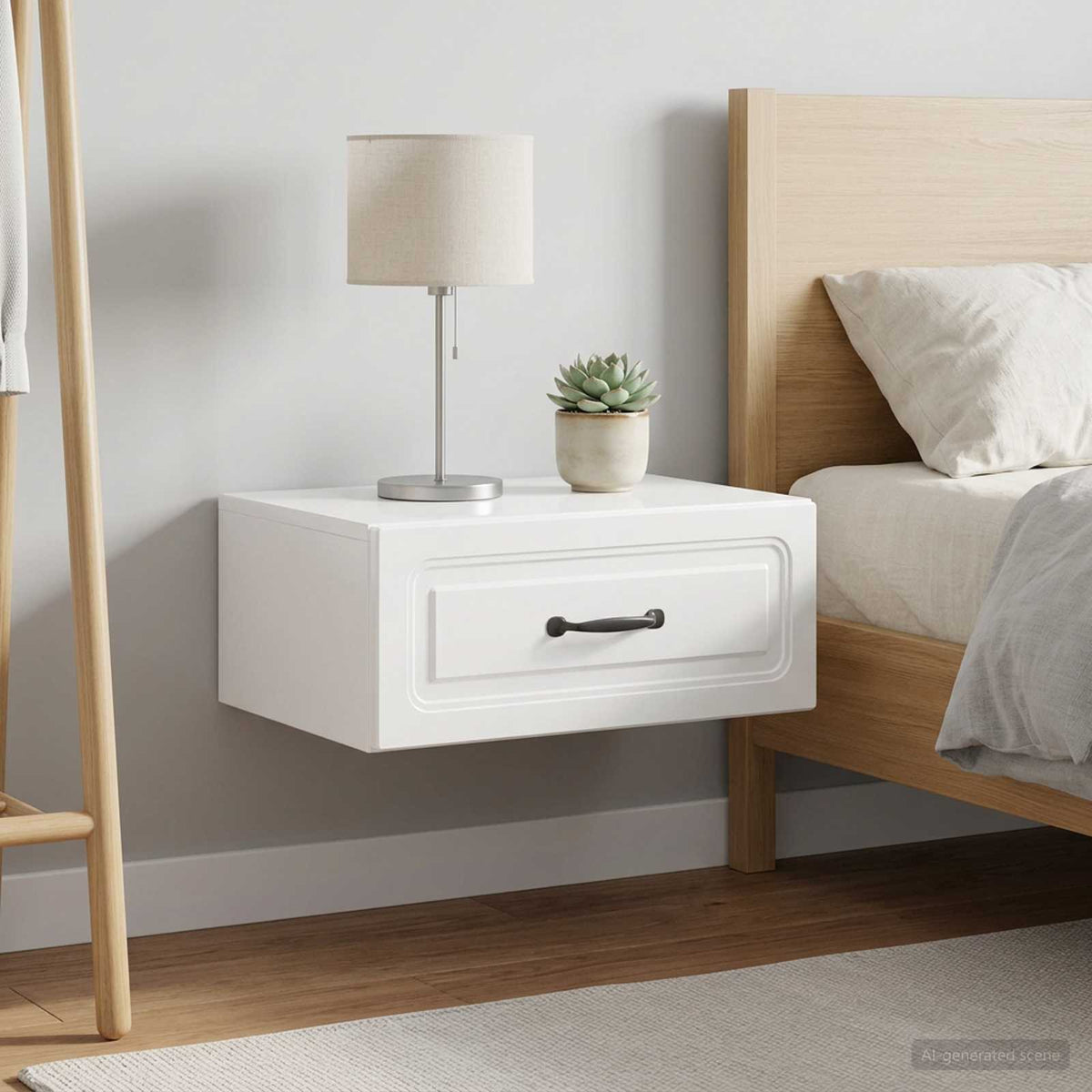 Wall-Mounted Bedside Cabinet 2 pcs High Gloss White