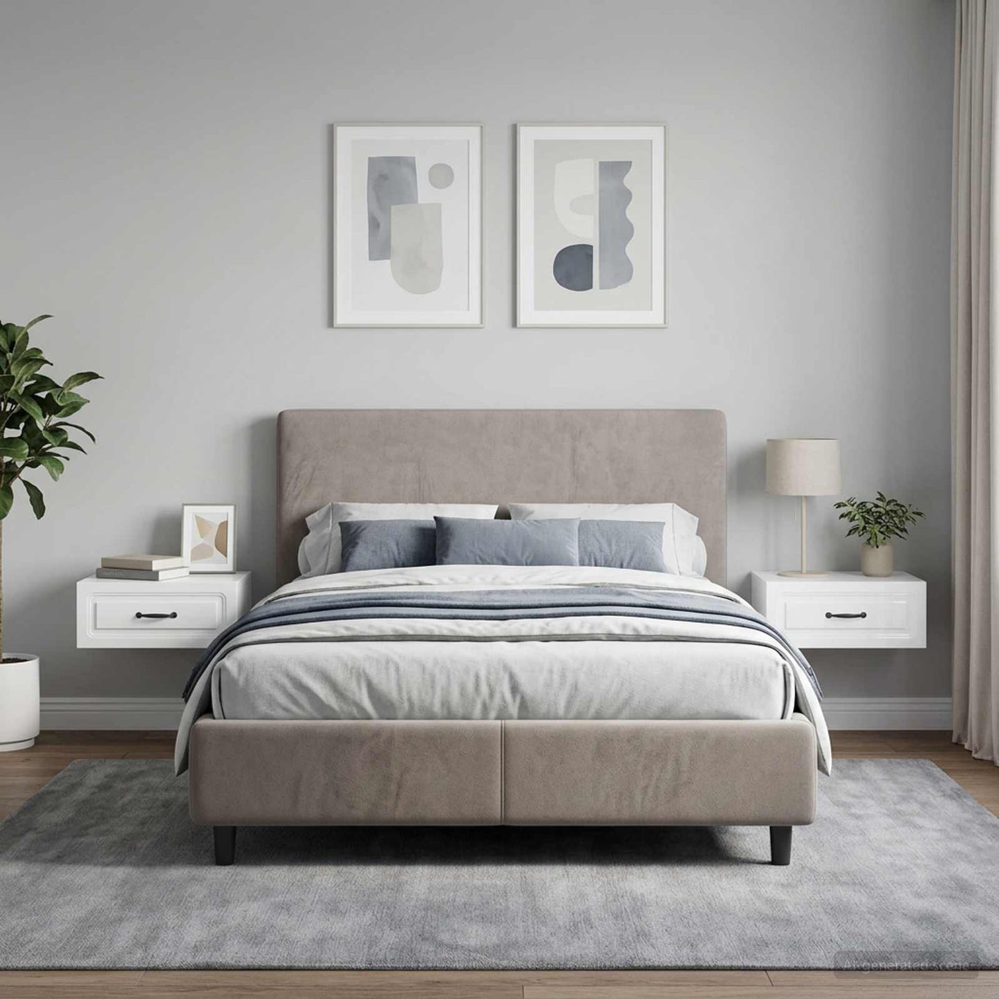 Wall-Mounted Bedside Cabinet 2 pcs High Gloss White