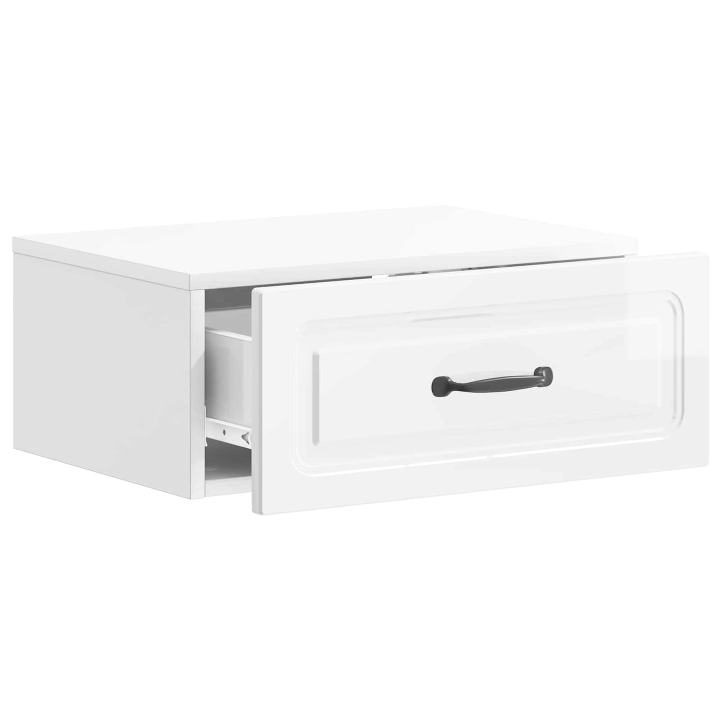 Wall-Mounted Bedside Cabinet with Drawer 2 pcs High Gloss White