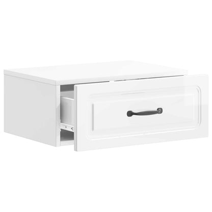 Wall-Mounted Bedside Cabinet with Drawer 2 pcs High Gloss White