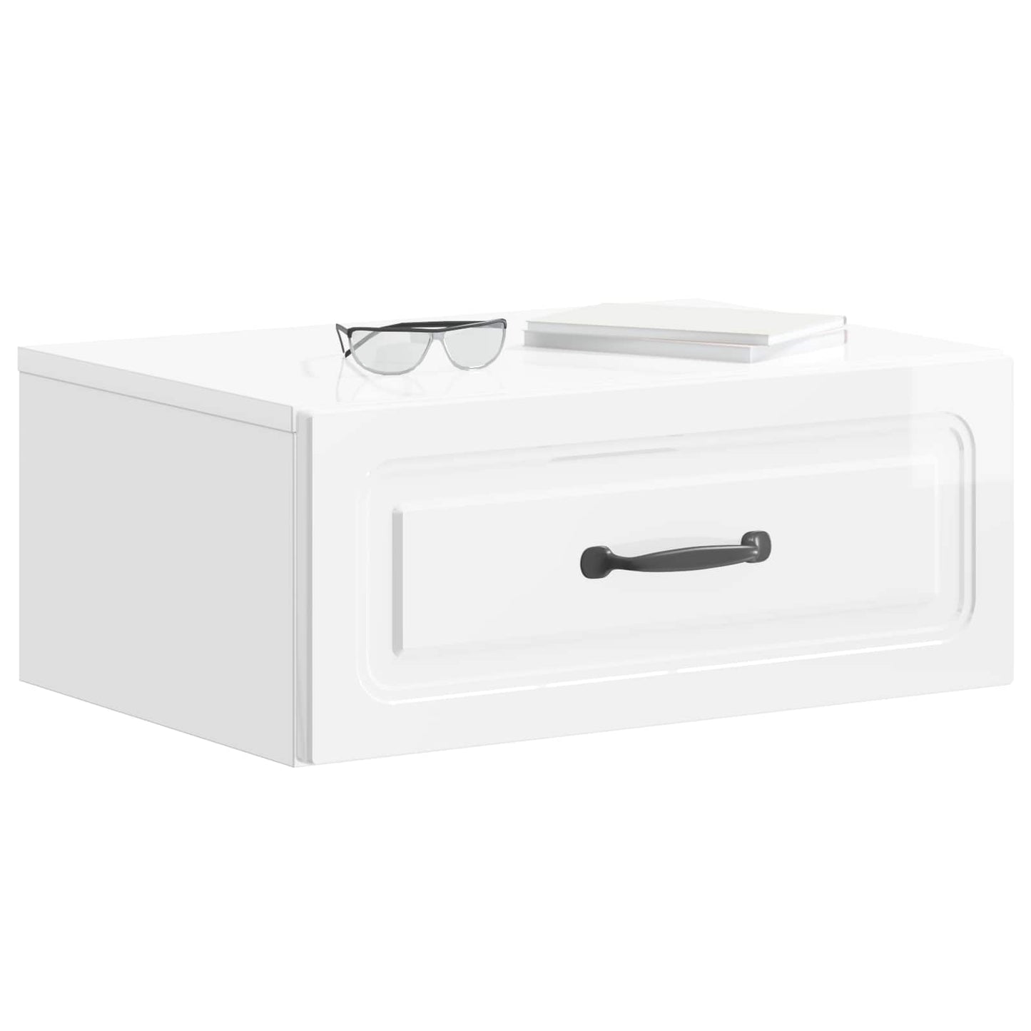 Wall-Mounted Bedside Cabinet with Drawer 2 pcs High Gloss White