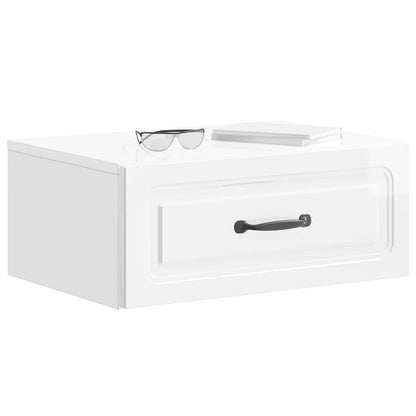 Wall-Mounted Bedside Cabinet with Drawer 2 pcs High Gloss White