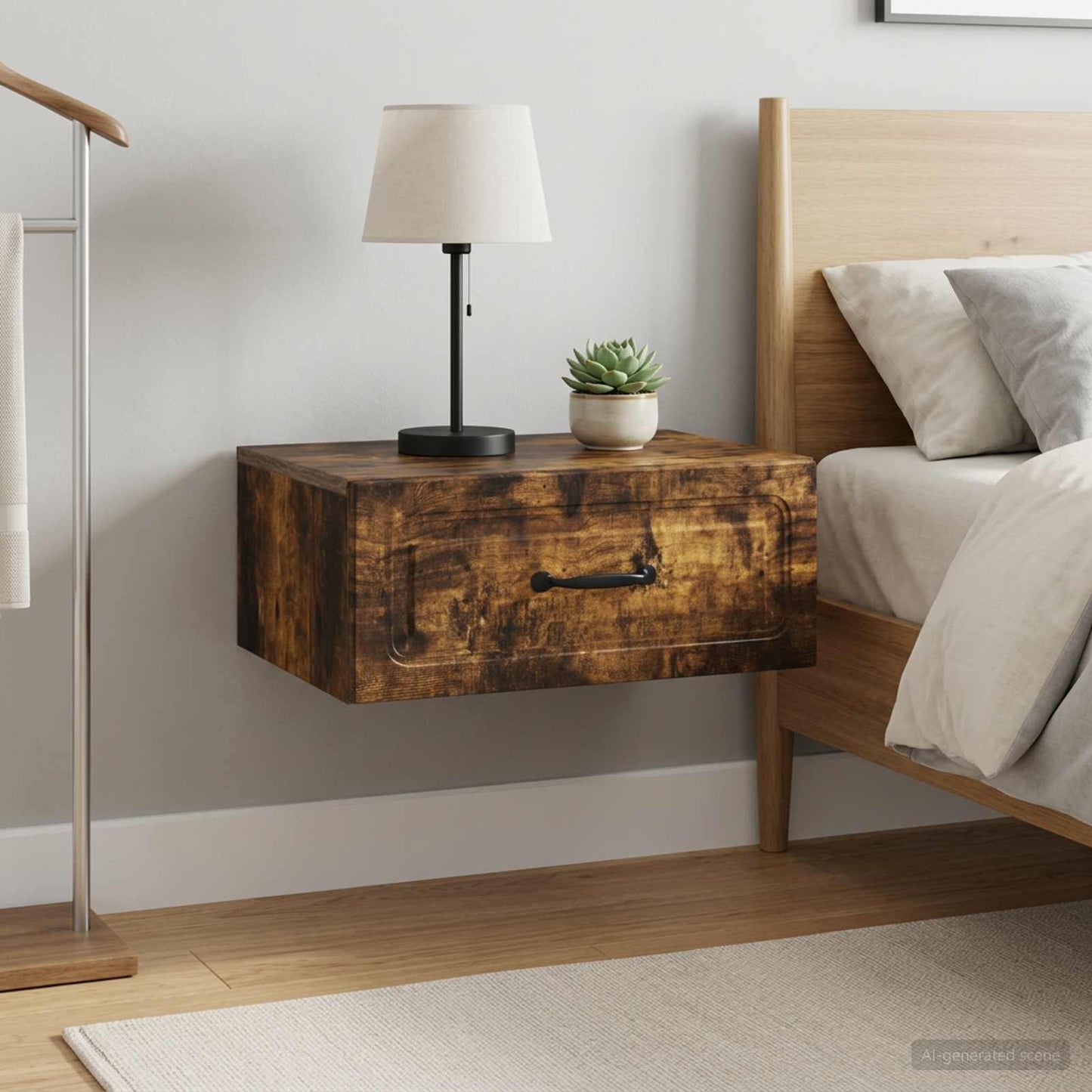 Wall-Mounted Bedside Cabinet 2 pcs Smoked Oak 49 x 34.5 x 20 cm