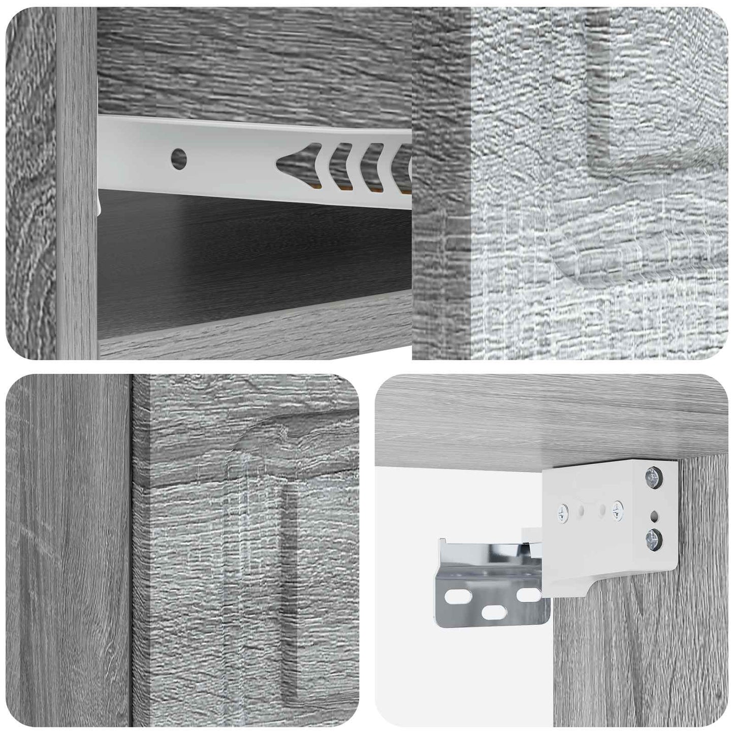 Wall-Mounted Bedside Cabinet Grey Sonoma 49 x 34.5 x 20 cm
