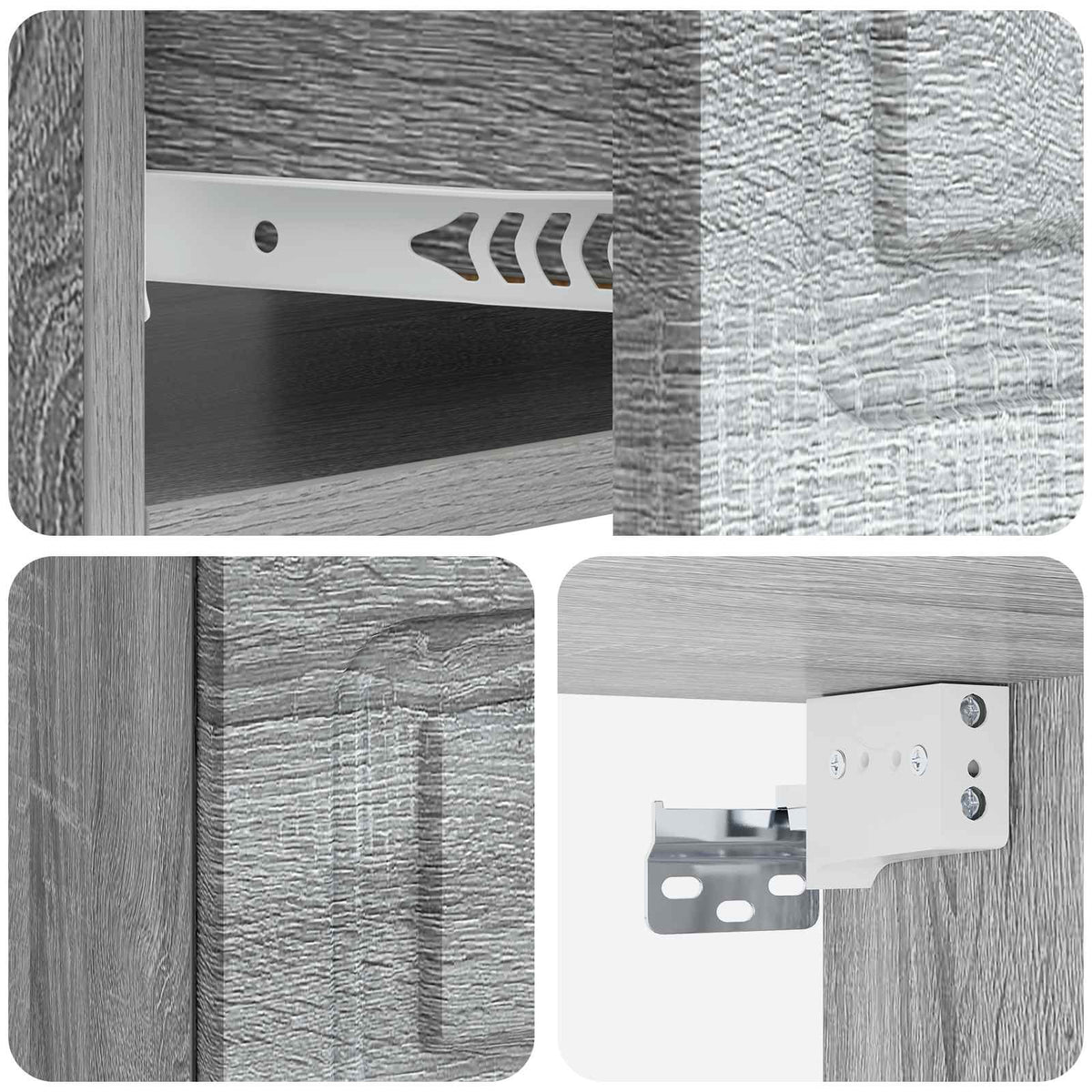 Wall-Mounted Bedside Cabinet 2 pcs Grey Sonoma
