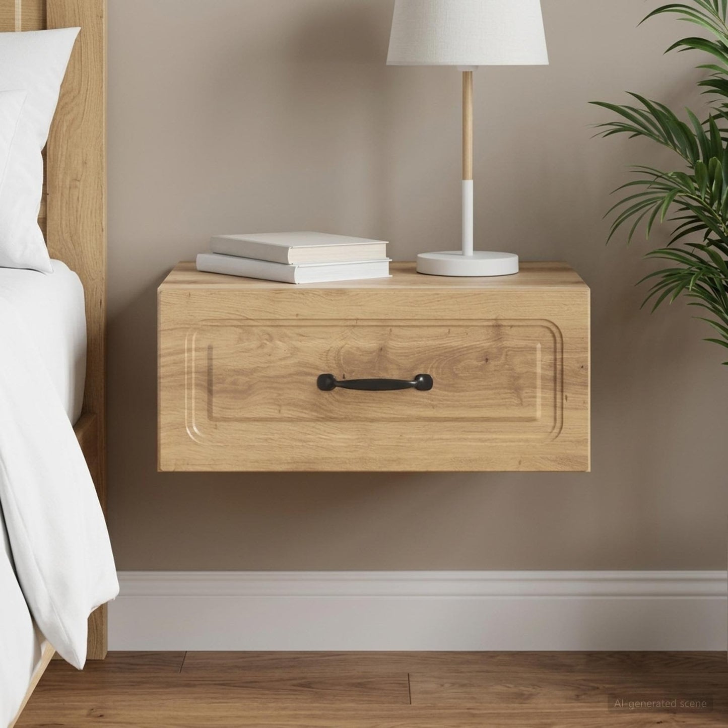 Wall-Mounted Bedside Cabinet Artisan Oak 49 x 34.5 x 20 cm