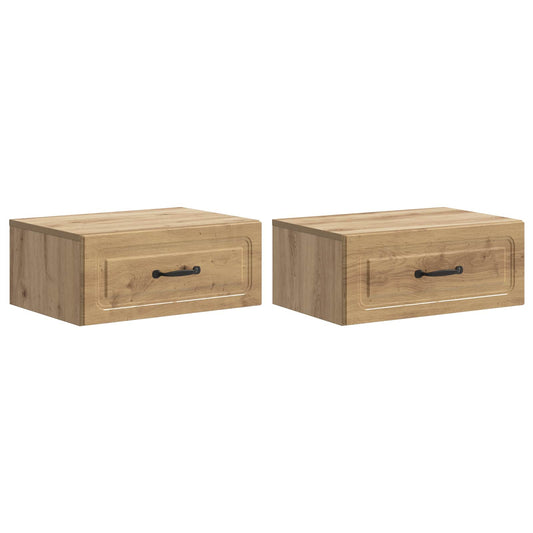 Wall-Mounted Bedside Cabinet 2 pcs Artisan Oak