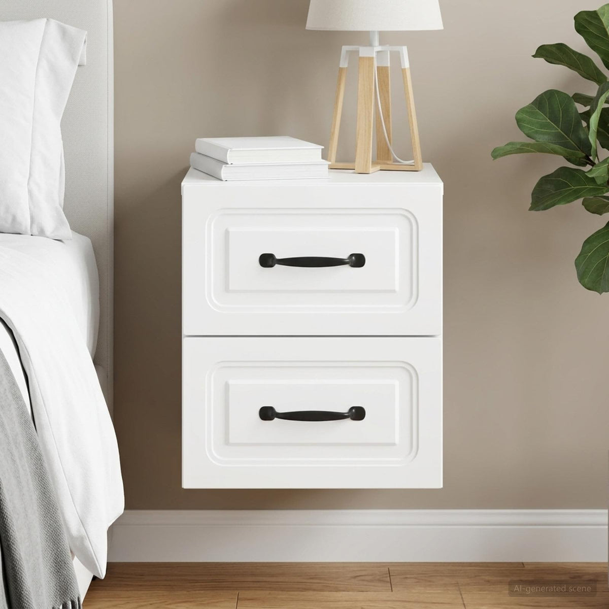 Wall-Mounted Bedside Cabinet White 34.5 x 33 x 40 cm