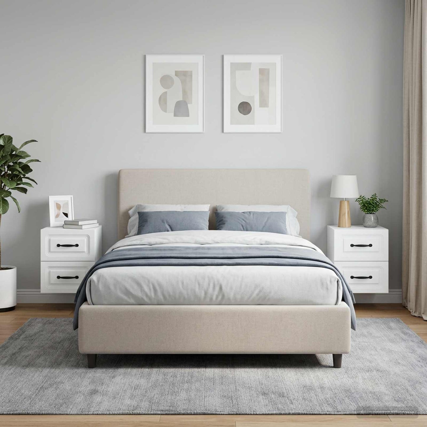 Wall-Mounted Bedside Cabinet 2 pcs White 34.5 x 33 x 40 cm