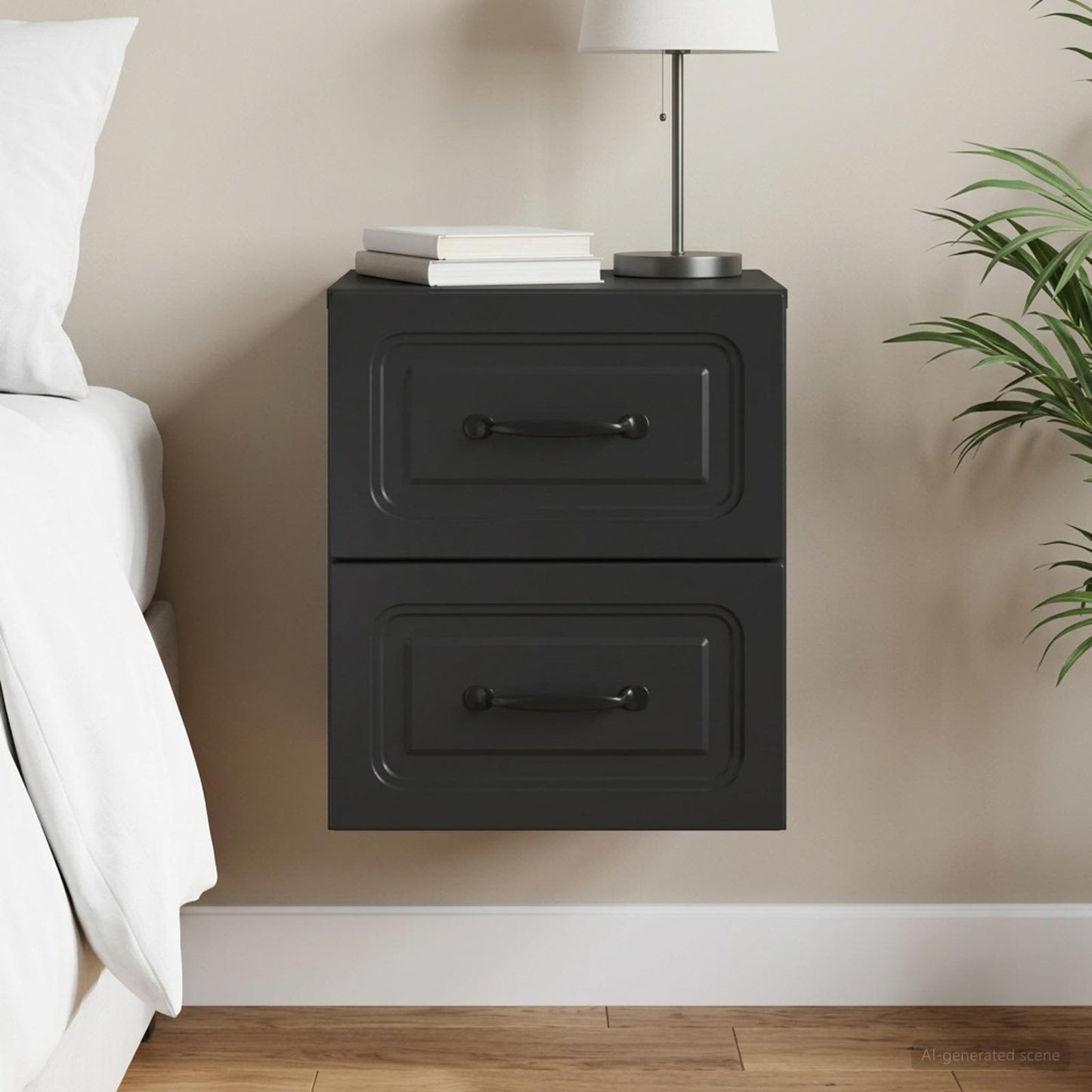 Wall-Mounted Bedside Cabinet Black 34.5 x 33 x 40 cm
