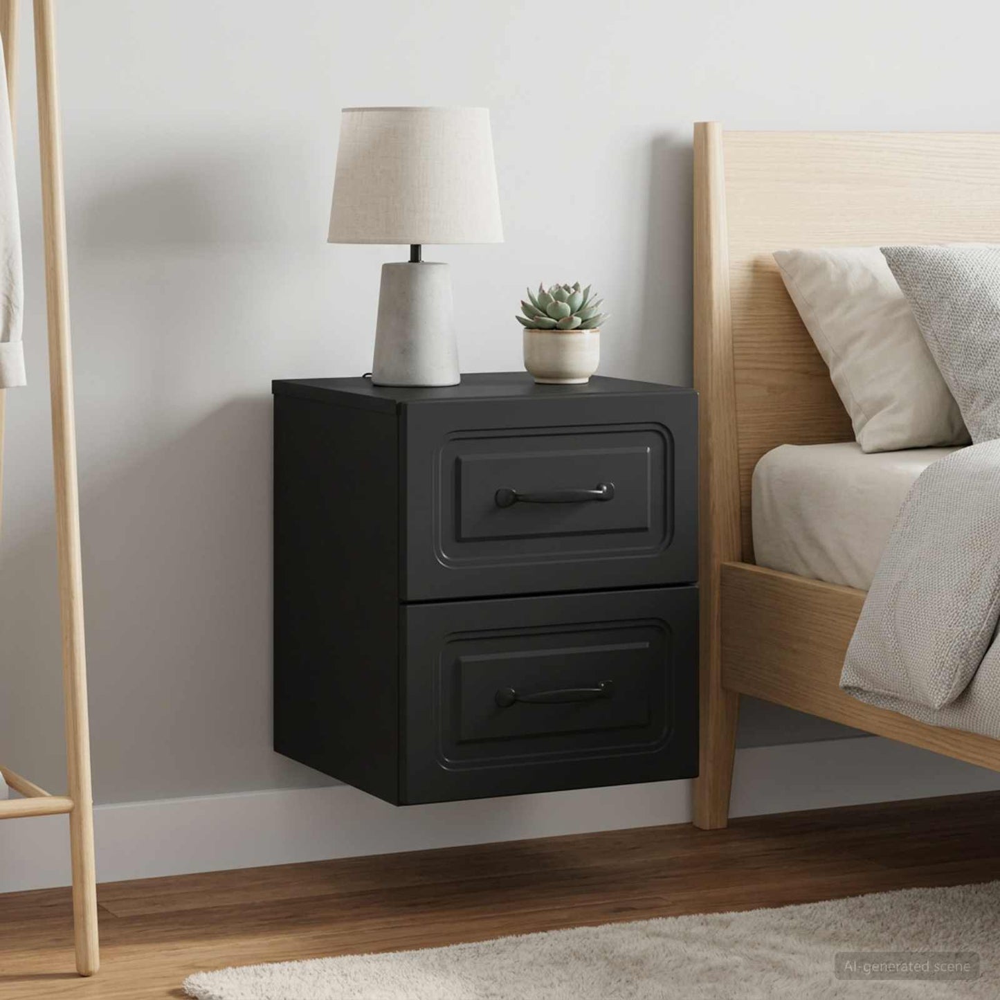 Wall-Mounted Bedside Cabinet 2 pcs Black 34.5 x 33 x 40 cm