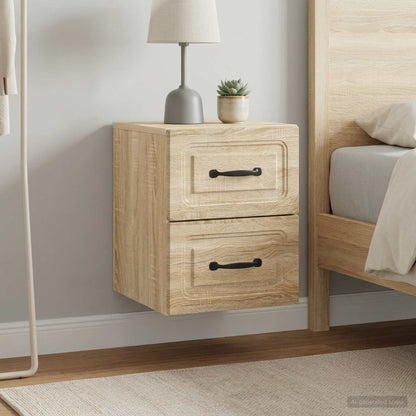 Wall-Mounted Bedside Cabinet 2 pcs Sonoma Oak 34.5 x 33 x 40 cm