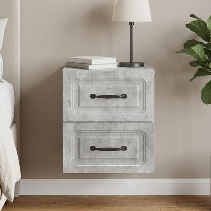 Wall-Mounted Bedside Cabinet Concrete Grey 34.5 x 33 x 40 cm