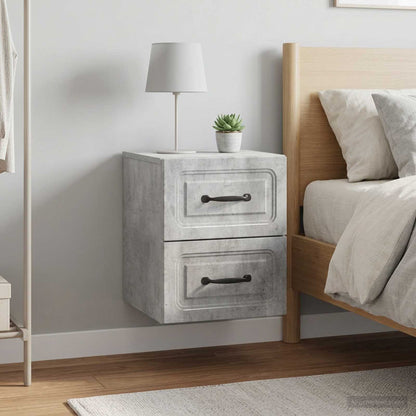 Wall-Mounted Bedside Cabinet 2 pcs Concrete Grey