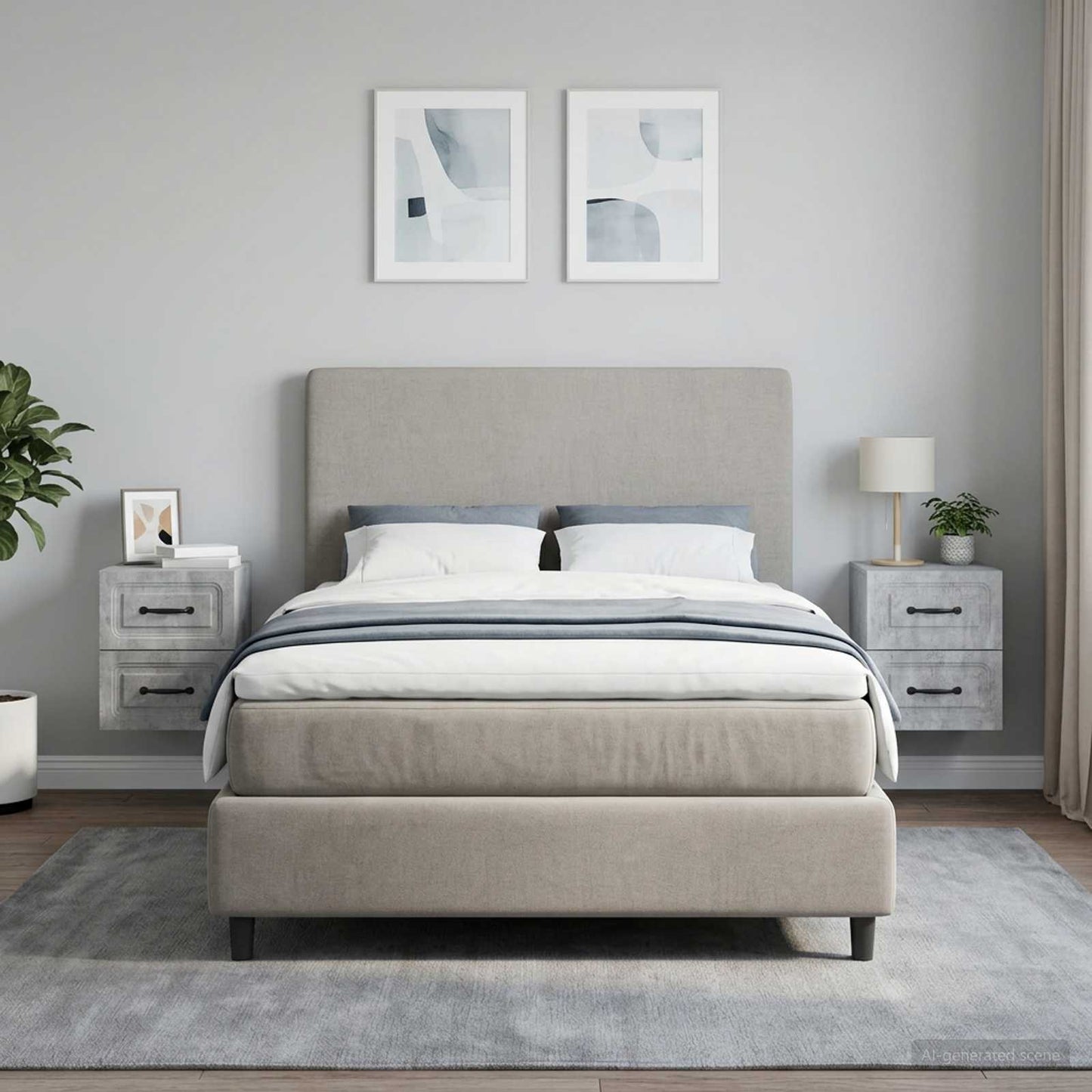 Wall-Mounted Bedside Cabinet 2 pcs Concrete Grey