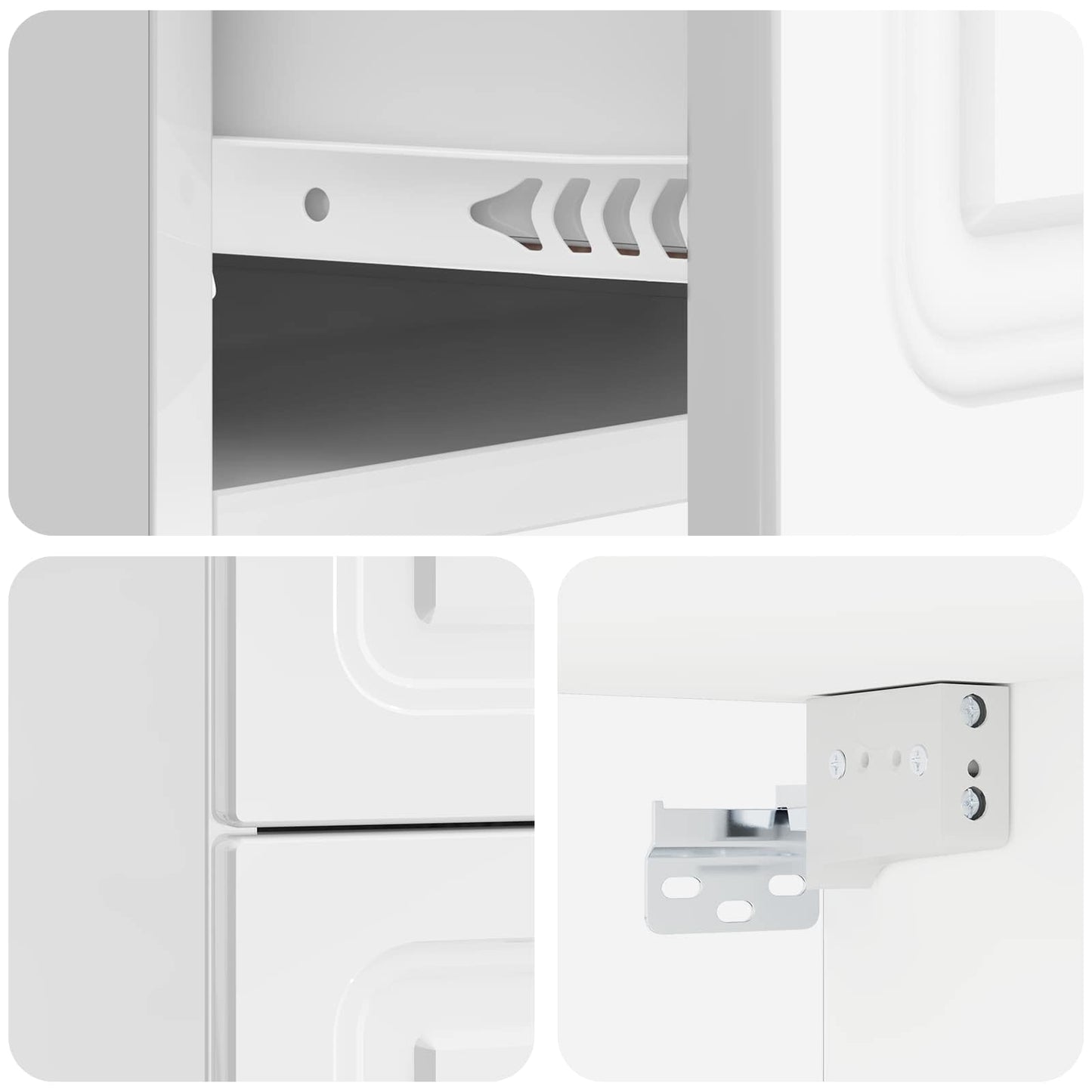 Wall-Mounted Bedside Cabinet High Gloss White 34.5 x 33 x 40 cm
