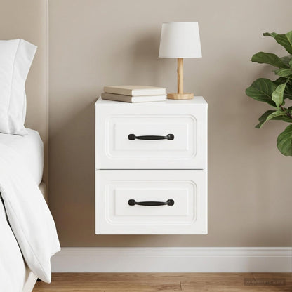 Wall-Mounted Bedside Cabinet High Gloss White 34.5 x 33 x 40 cm