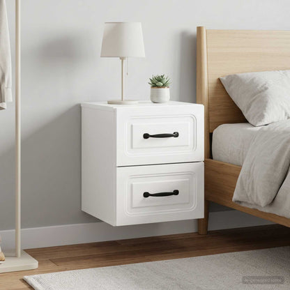 Wall-Mounted Bedside Cabinet 2 pcs High Gloss White
