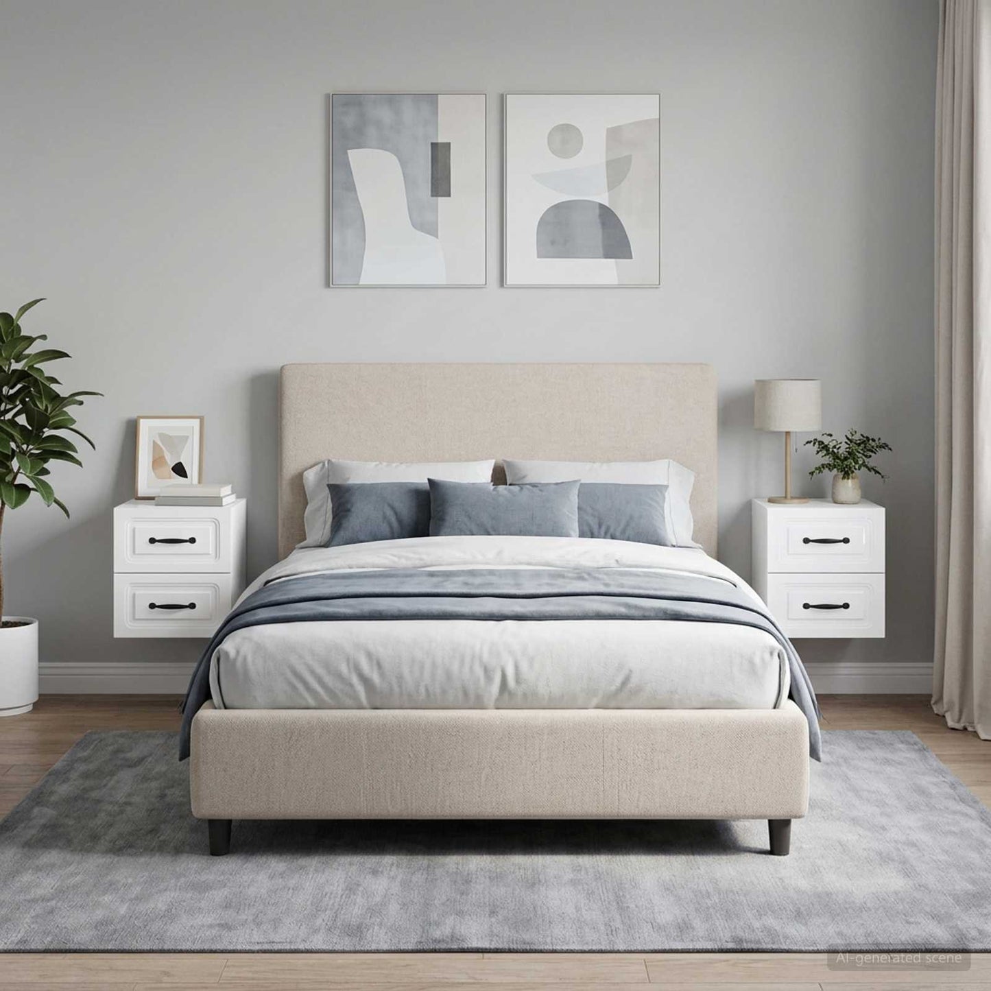 Wall-Mounted Bedside Cabinet 2 pcs High Gloss White