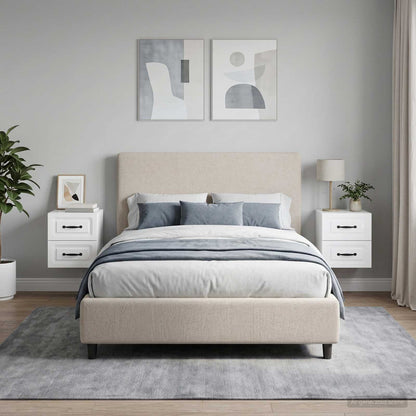 Wall-Mounted Bedside Cabinet 2 pcs High Gloss White