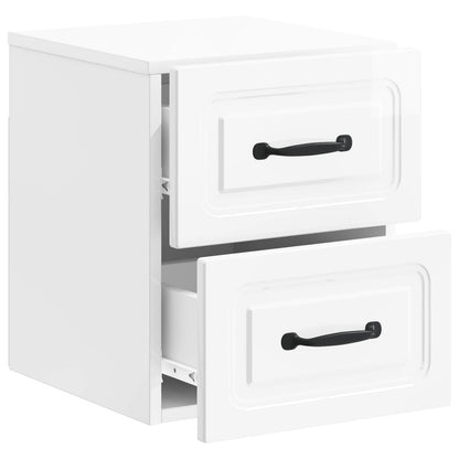 Wall-Mounted Bedside Cabinet with Drawer 2 pcs High Gloss White