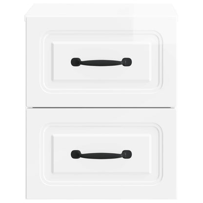 Wall-Mounted Bedside Cabinet with Drawer 2 pcs High Gloss White