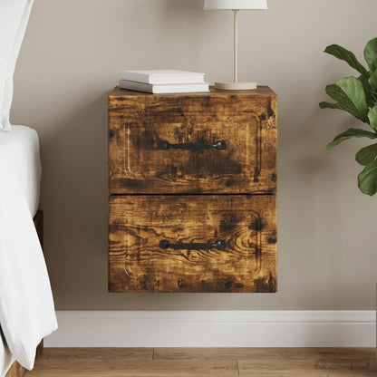 Wall-Mounted Bedside Cabinet Smoked Oak 34.5 x 33 x 40 cm