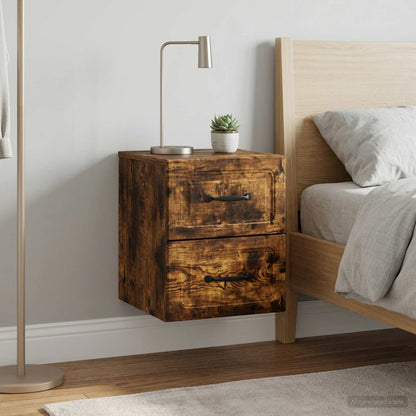 Wall-Mounted Bedside Cabinet 2 pcs Smoked Oak 34.5 x 33 x 40 cm