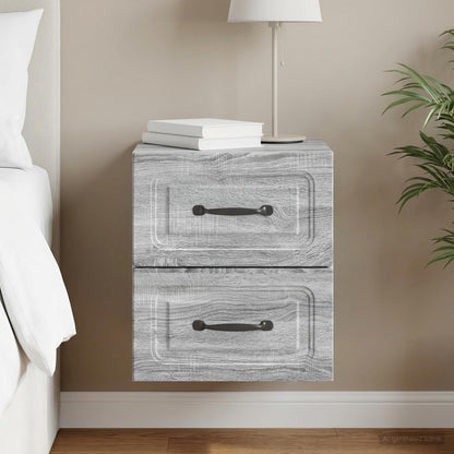 Wall-Mounted Bedside Cabinet Grey Sonoma 34.5 x 33 x 40 cm