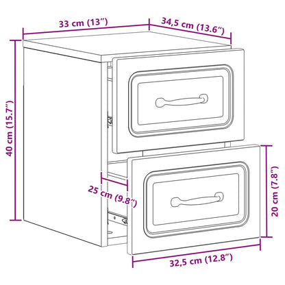 Wall-Mounted Bedside Cabinet Grey Sonoma 34.5 x 33 x 40 cm
