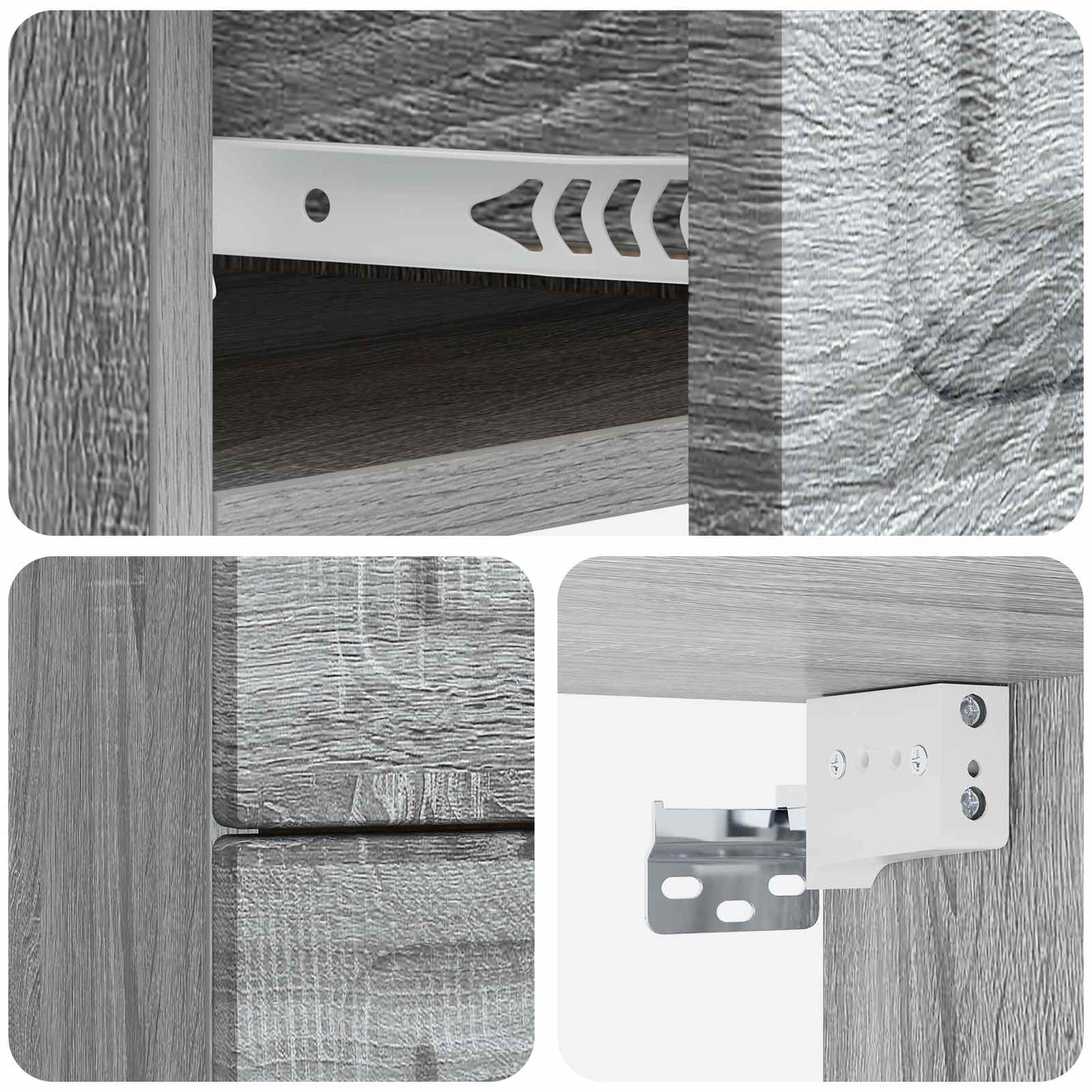 Wall-Mounted Bedside Cabinet 2 pcs Grey Sonoma