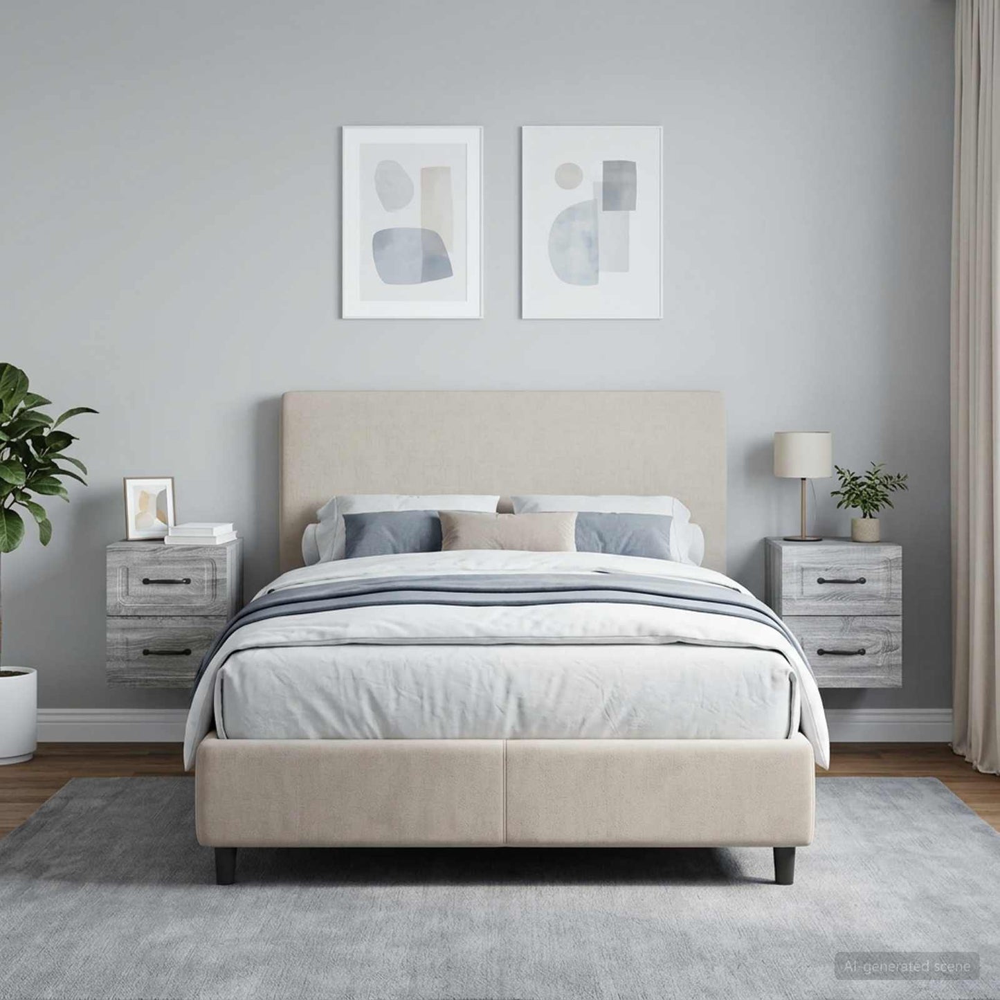 Wall-Mounted Bedside Cabinet 2 pcs Grey Sonoma