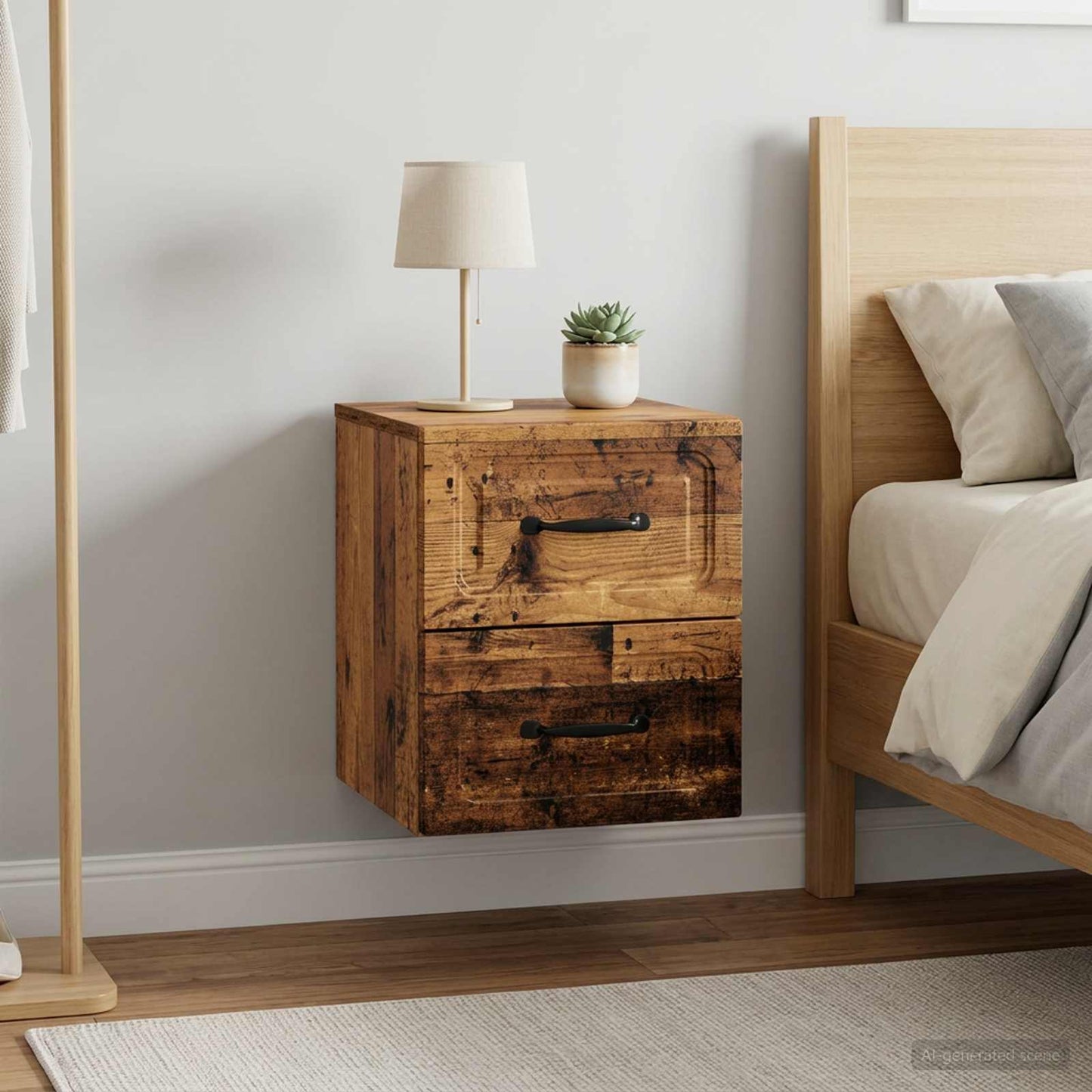 Wall-Mounted Bedside Cabinet 2 pcs Old Wood 34.5 x 33 x 40 cm