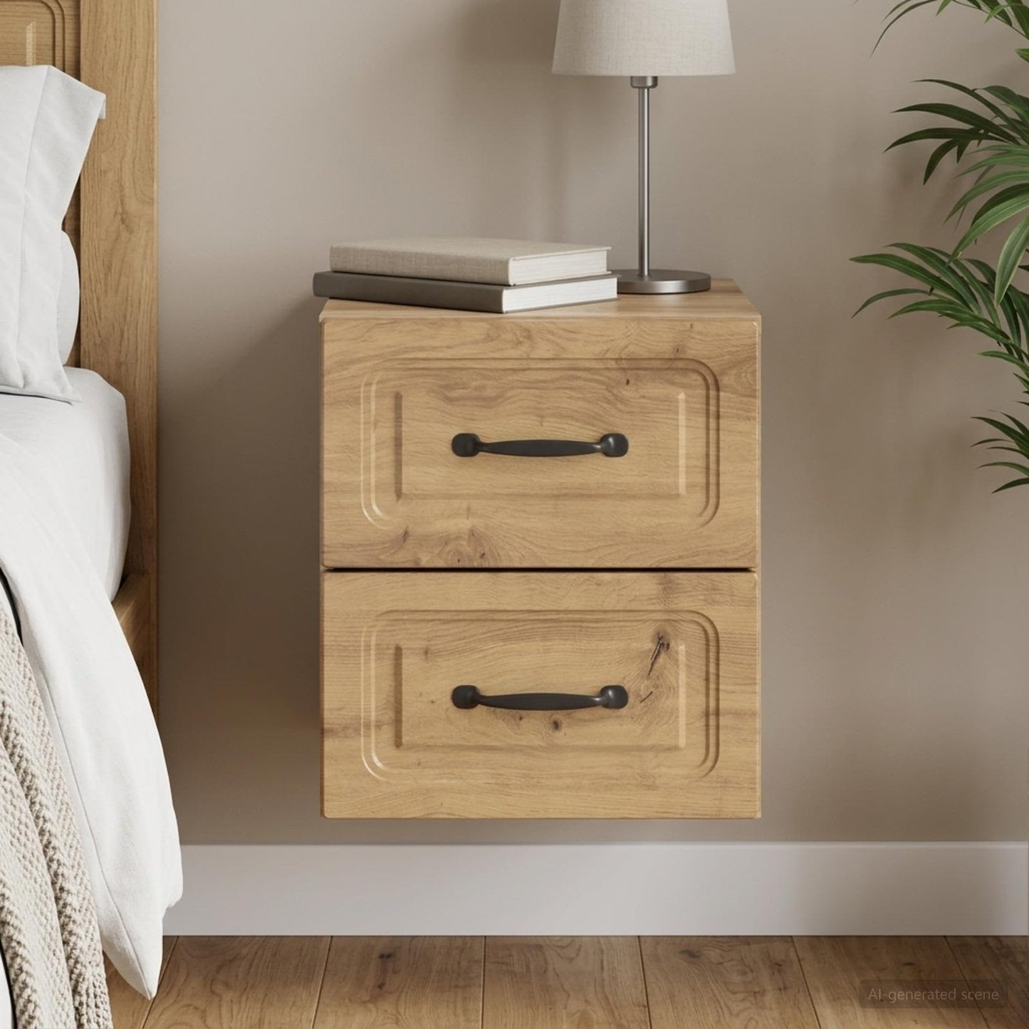 Wall-Mounted Bedside Cabinet Artisan Oak 34.5 x 33 x 40 cm