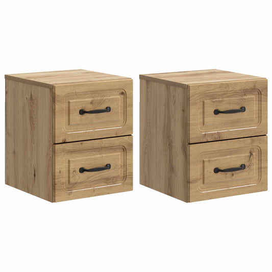 Wall-Mounted Bedside Cabinet 2 pcs Artisan Oak