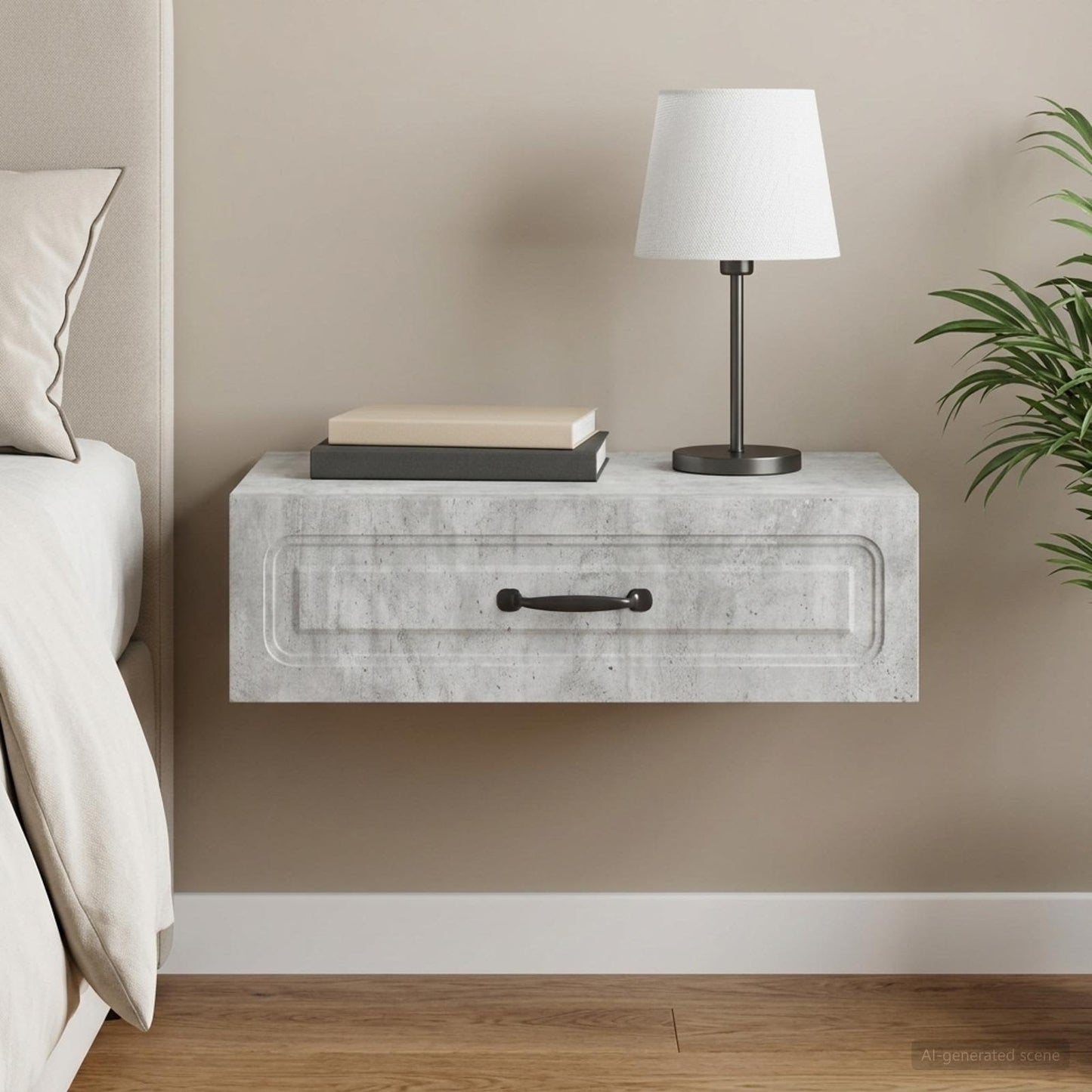 Wall-Mounted Side Table Concrete Grey 59 x 34.5 x 17 cm