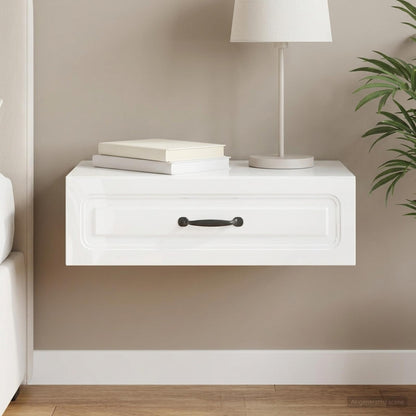 Wall-Mounted Side Table High Gloss White 59 x 34.5 x 17 cm